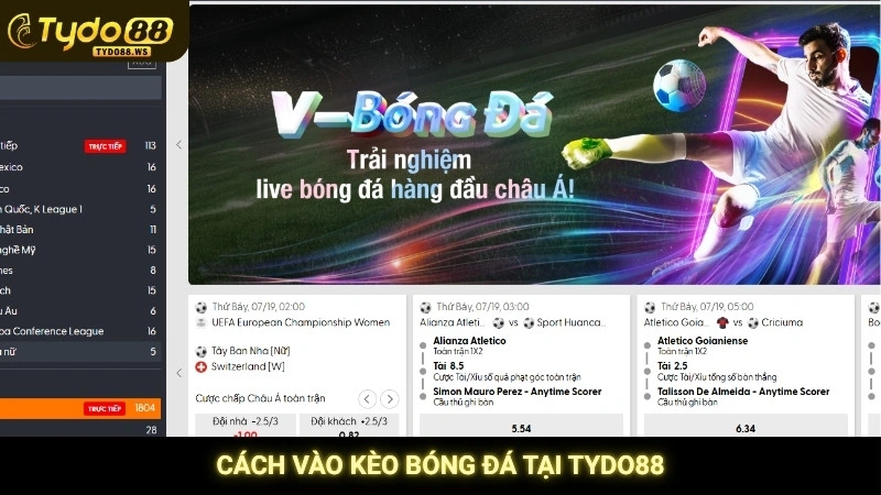 Cách vào kèo bóng đá tại Tydo88