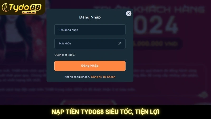 Nạp tiền Tydo88 siêu tốc, tiện lợi