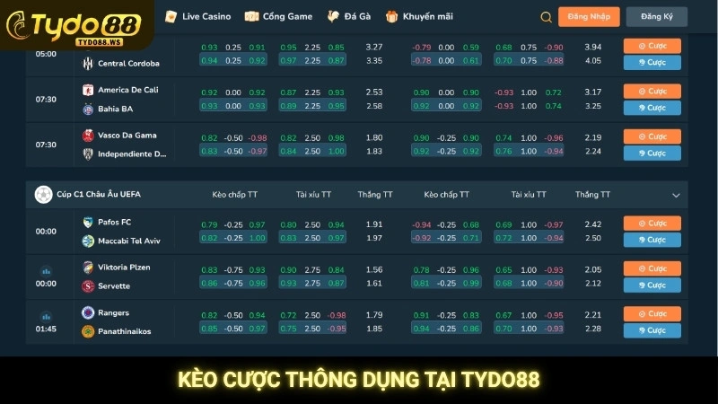 Kèo cược thông dụng tại Tydo88